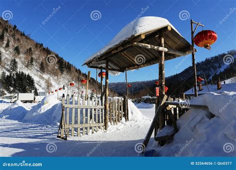 The Bimodal Forest Farm in Heilongjiang Province - Snow Village Stock Photo - Image of farm ...