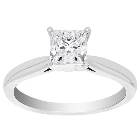 Lab Grown Princess Cut Diamond Solitaire Engagement Ring in White Gold, 1.11 ct | Borsheims