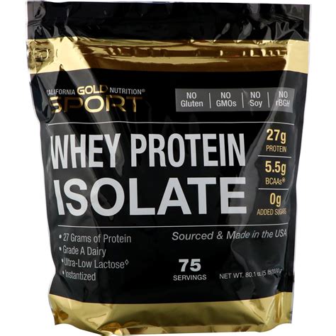 California Gold Nutrition, SPORT, Whey Protein Isolate, Unflavored, 90% ...