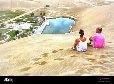 Crescent Lake colorful painting looks like picture, Gansu province, China Stock Photo - Alamy