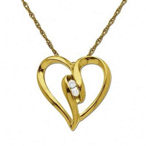 Zales Diamond Accent Duo Swirl Heart Pendant in 10K Gold | Jewelry, Silver heart necklace ...