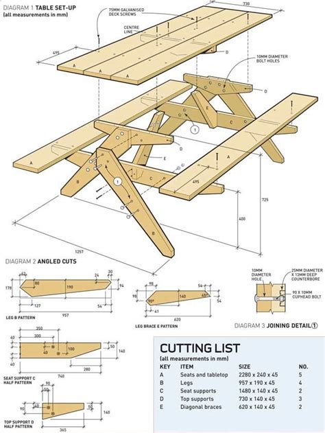 Free Printable Woodworking Plans | Picnic Table Build | Woodworking Project Plans | Printable ...