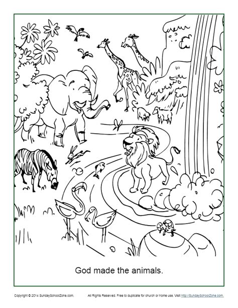 God Made the Animals Coloring Page