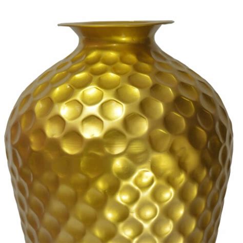 Decorative Modern Gold Metal Hammered Floor Vase - Elegant 25-Inch-Tall Bottle Shape For Ent, 1 ...