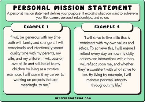 Personal Mission Statement Examples For Teenagers