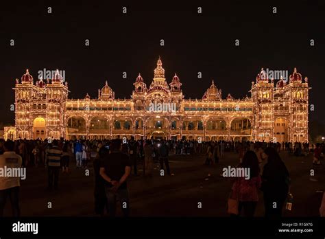 Illuminated Mysore Palace, Mysore, Karnataka, India Stock Photo - Alamy