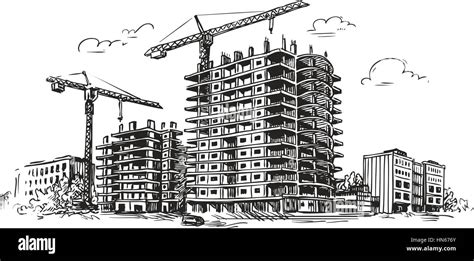 Urban construction, building sketch. City, house, town vector illustration Stock Vector Image ...