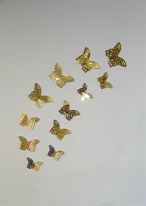 Gold Butterfly 12 Pcs Butterfly Wall Decor for Home - Etsy