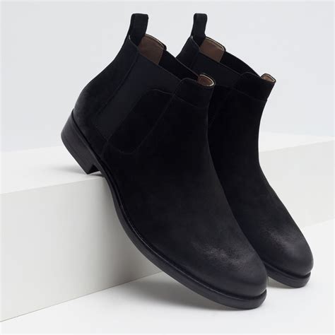 Zara Leather Chelsea Boots in Black for Men | Lyst