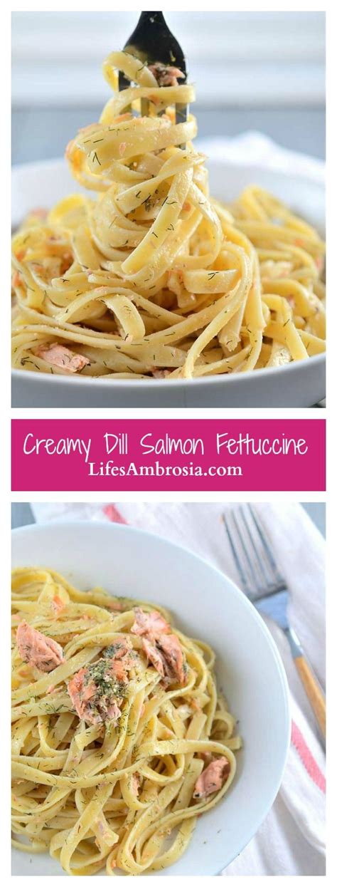 Creamy Dill Salmon Fettuccine Recipe | Fettuccine recipes, Recipes, Dill salmon