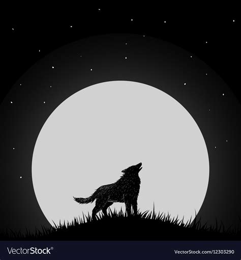 Wolf howling at the moon Royalty Free Vector Image