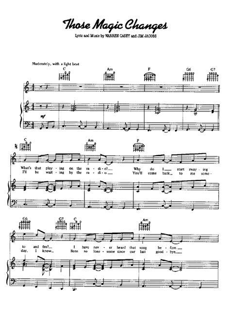 THOSE MAGIC CHANGES Piano Sheet music | Easy Sheet Music