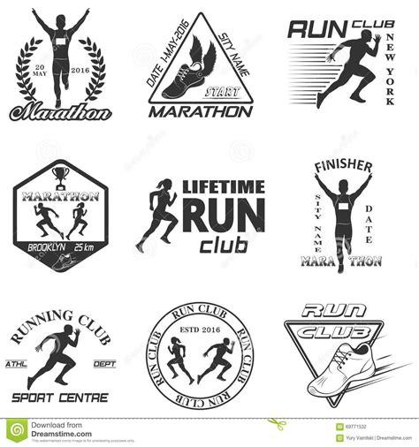 Set Of Vintage Run Club Labels Stock Vector - Image: 69771532 Running Tattoo, Running Logo ...