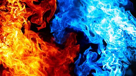 Red Flame and Blue Fire 4K Abstract Artwork - Free Live Wallpaper - LiveWallpapers4Free.com