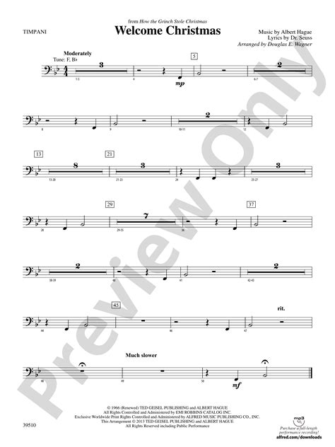 Welcome Christmas (from How the Grinch Stole Christmas): Timpani: Timpani Part - Digital Sheet ...