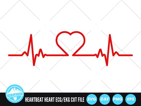 Heartbeat Line Love Heart SVG | ECG EKG Cut File | Nurse SVG By LD ...