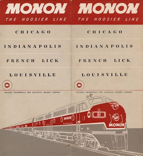 Monon Railroad Timetable September 28, 1947 | Monon, Train map, Indiana ...