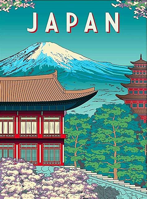 Mt. Fuji Japan Japanese Asia Asian Retro Travel Home Art Deco Print. – Poster - Canvas Print ...