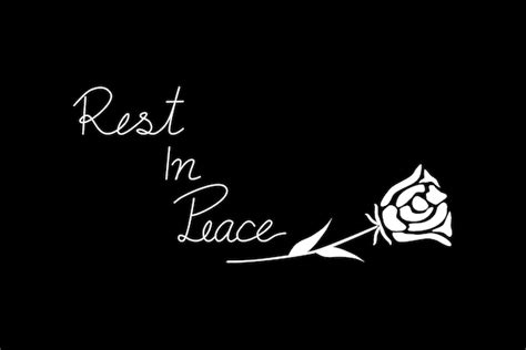 Premium Vector | Vector white wording rest in peace rip and symbol rose on black background end ...