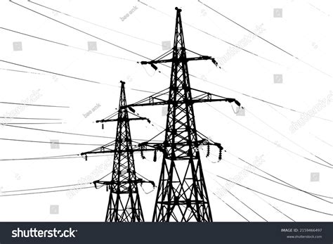 Electric Tower Power Line Silhouette Clipart Stock Vector (Royalty Free ...