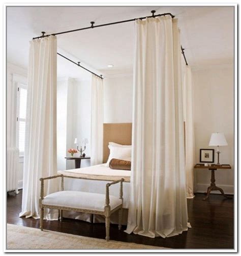 ceiling rod | Ceiling Mount Curtain Rods Canopy Bed - Canopy bed with curtains rods | Canopy bed ...