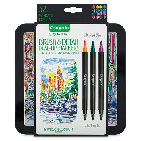 Crayola Signature Brush and Detail Dual Ended Markers - Set of 16 ...
