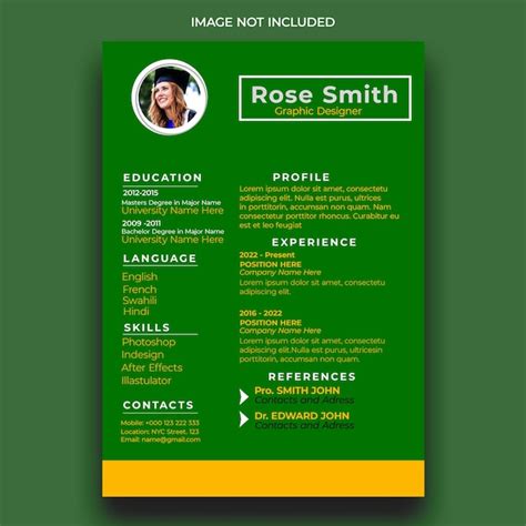 Premium PSD | Professional Resume CV Template in Green