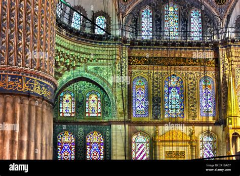 Interior of Sultan Ahmed Mosque or Blue Mosque in Istanbul, Turkey ...