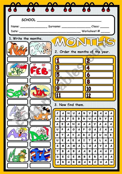 Months Of The Year Worksheet