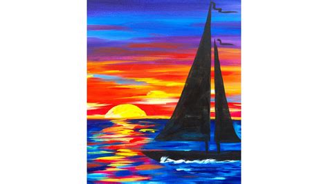 Sailboat Sunset Seascape Acrylic Painting for Beginners - YouTube