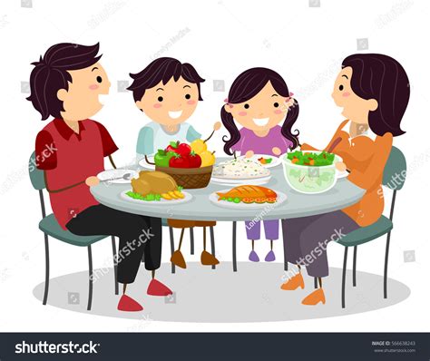 Family Dinner Table Clipart