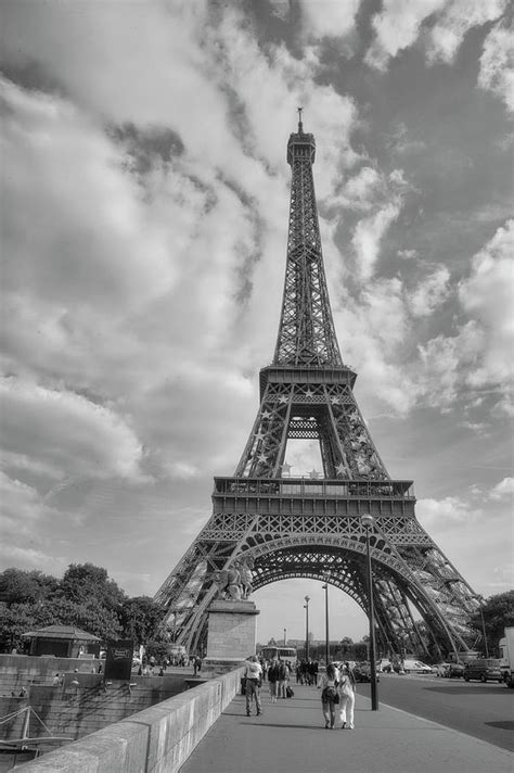 Eiffel Tower Black white street View Photograph by Chuck Kuhn - Fine Art America