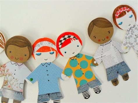 teawagontales: tutorial : happy people banner | Paper dolls, Paper doll chain, Crafts