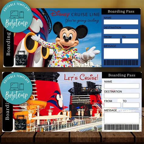 Editable DISNEY CRUISE Surprise Trip Tickets Instant Download ...