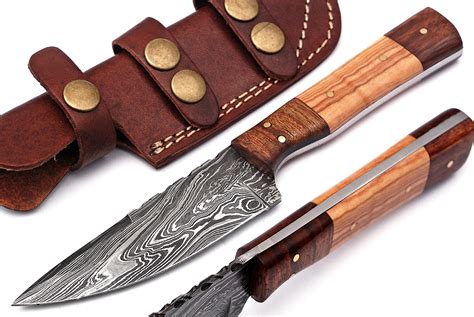 Full Tang Drop Point Damascus Steel Hunting Knife W/ Sheath – Panther Wholesale