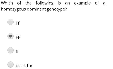 Solved Which of the following is an example of a homozygous | Chegg.com