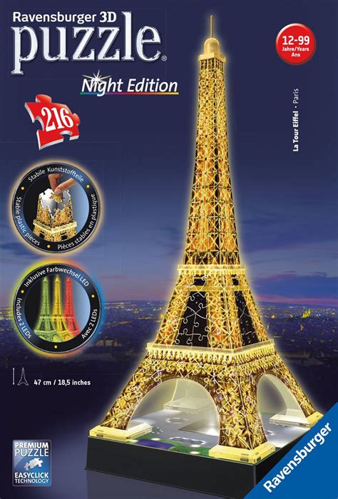 Eiffel Tower, Night Edition, 216 Piece 3D Jigsaw Puzzle Made by R