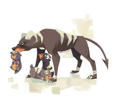 Houndoom caring for houndour pups - #caring #Houndoom #houndour #pups ...