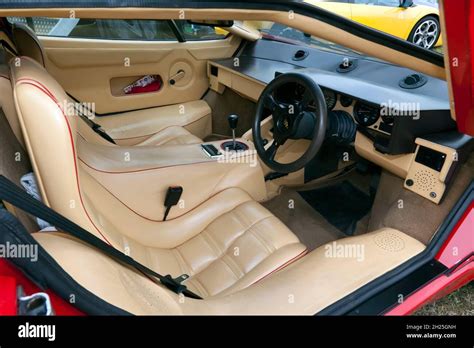 Download this stock image: Interior view of a 1988, Red Lamborghini ...