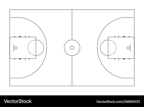 Basketball court black and white sports ground Vector Image