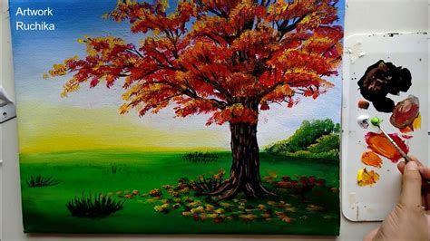 A Simple Tree Painting | Acrylic Painting Tutorial - YouTube