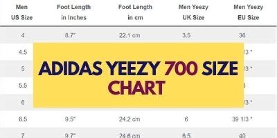 Adidas Yeezy 700 Size Chart - Yeezy V1 Wave Runner, 700 V2, 700 V3