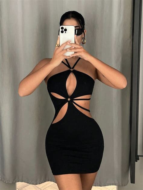 SHEIN ICON Cut Out Tie Backless Bodycon Dress | Fashion pencil dress ...