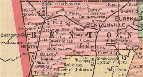 Benton County, Arkansas 1898 Map | County map, Arkansas, Benton