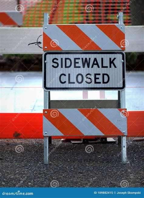 Sidewalk Closed Sign stock image. Image of obstruction - 109882415