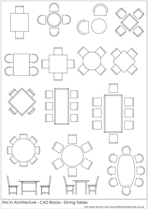 FIA CAD Blocks Dining Tables Architecture Symbols, Interior Architecture Drawing, Interior ...