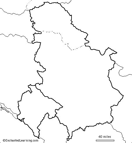 Outline Map Serbia and Montenegro (Yugoslavia) - EnchantedLearning.com