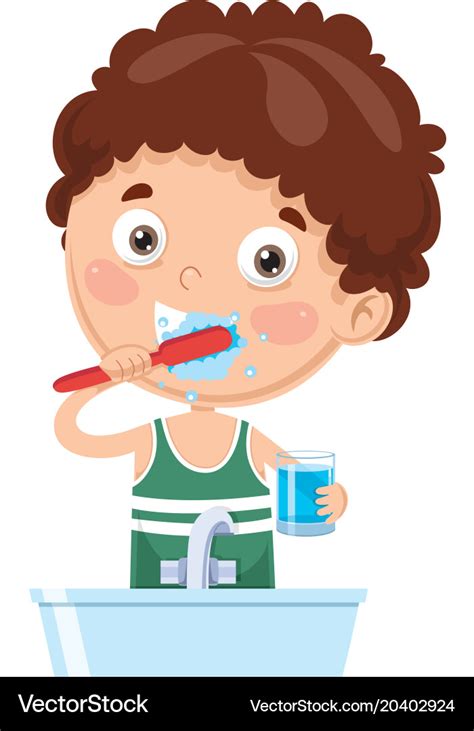 Kid brushing teeth Royalty Free Vector Image - VectorStock