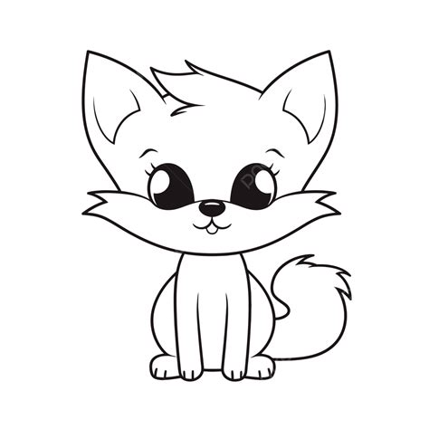 Cartoon Cute Fox Drawing Outline Sketch Vector, Fox Clipart, Cute Clipart, Drawing Clipart PNG ...