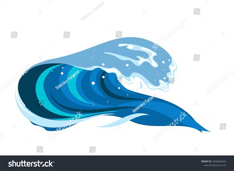 Tsunami Wave Flat Cartoon Style Big Stock Vector (Royalty Free ...